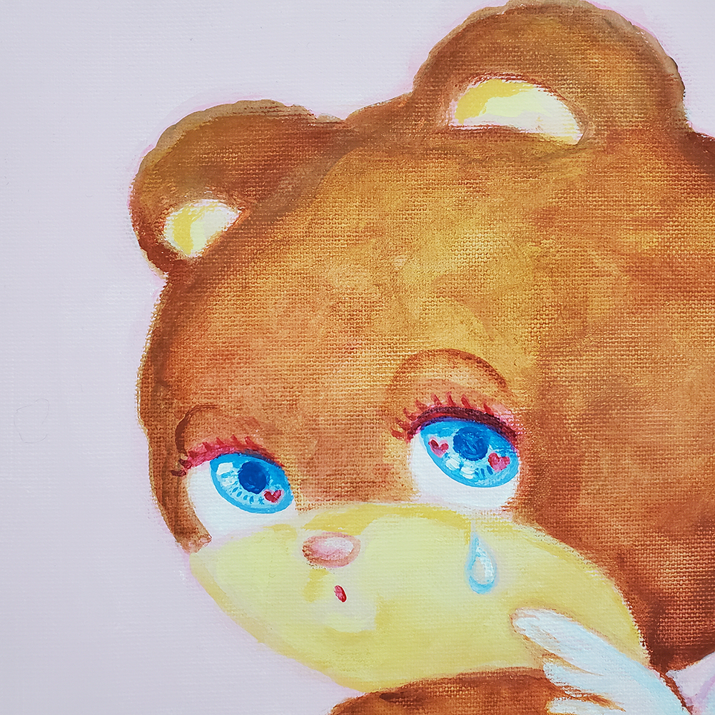 foxy illustrations 原画キャンバスアート Crying Bear Angel / GRANUP 